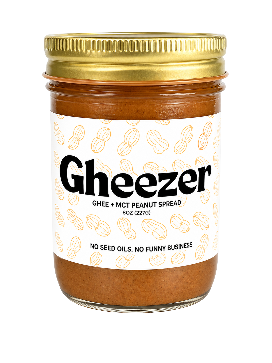Three jars of Gheezer ghee peanut butter, handmade in small batches